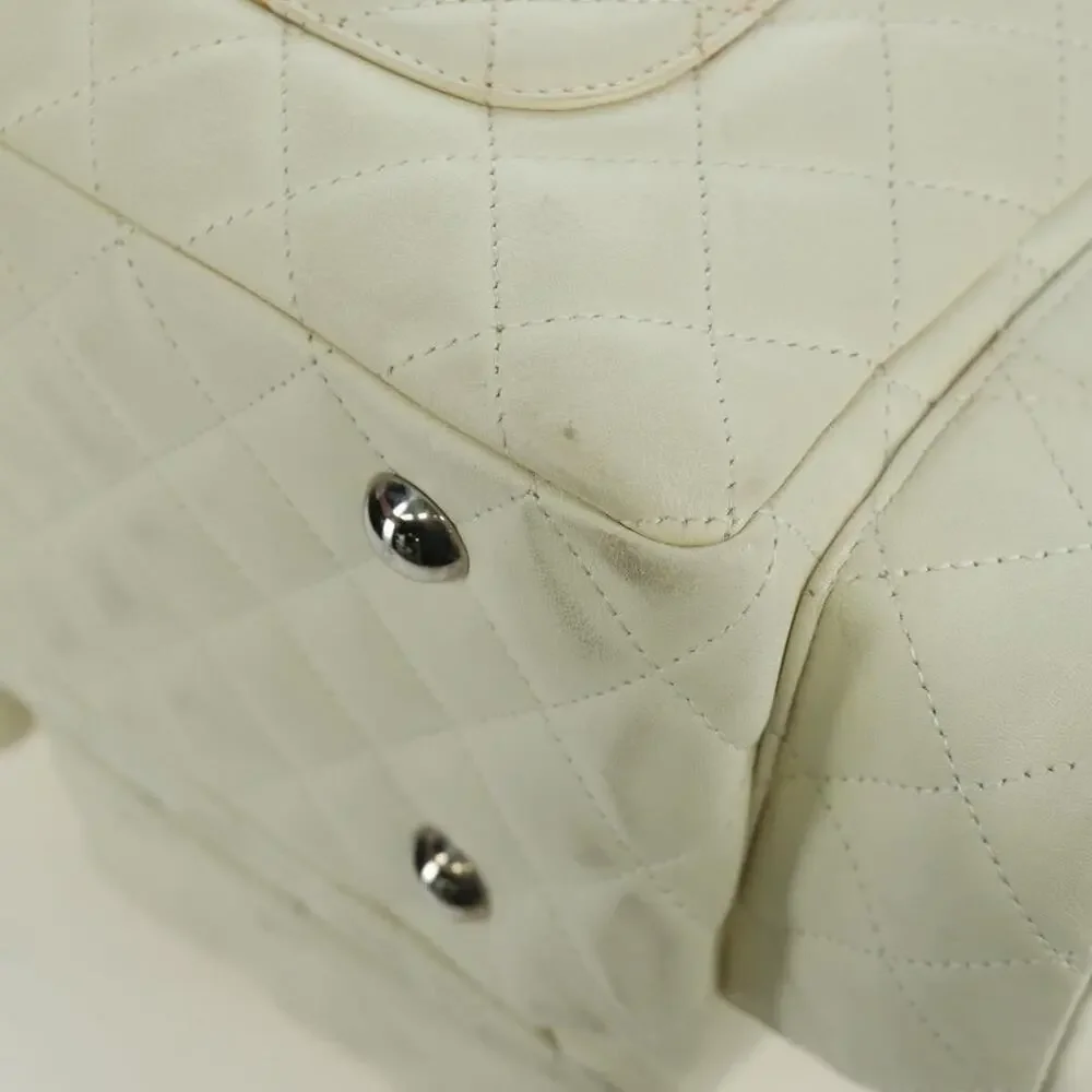 Chanel Leather Cambon Line Matelasse Handbag White